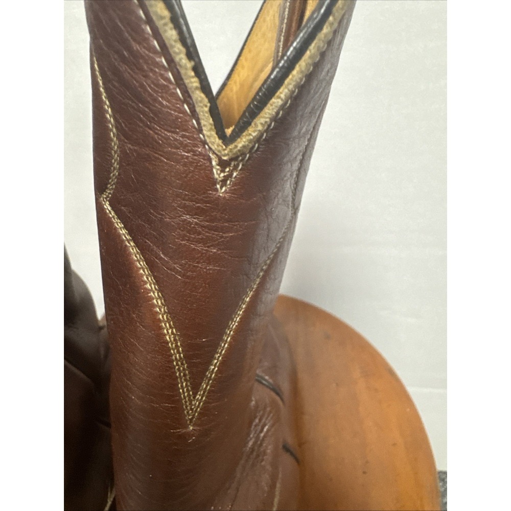 Vintage Tony Lama Brown Western Cowboy Boots Style 5084 Men's 11 E Made In USA - Picture 6 of 7